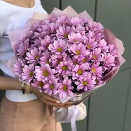 Букет з 9 ніжно-рожевих кущових хризантем